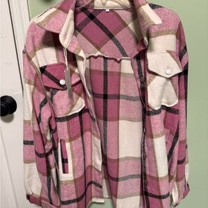 Pink and White Plaid Shacket